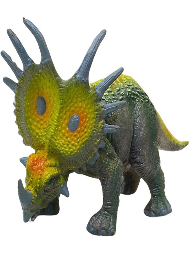 FUNFOB Dinosaur Toy Figure Widtht -17cm Triceratops Dinosaur Toy for Kids & Adults PVC Multicolour | Triceratops Orage Green SML - Image 1